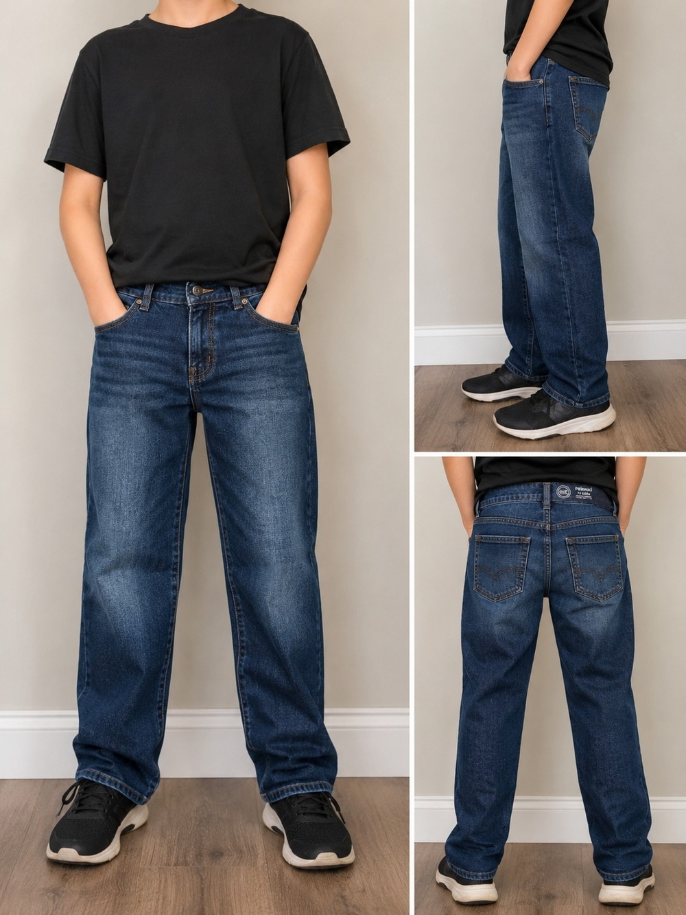 wonder nation dark blue straight-leg jeans